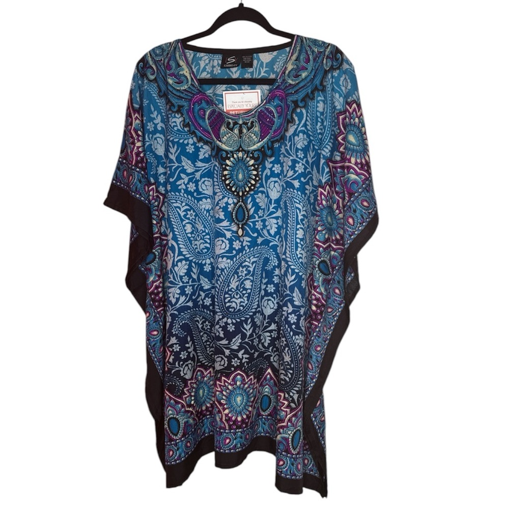 Blue Paisley Especially Yours Kaftan OSFM NWT